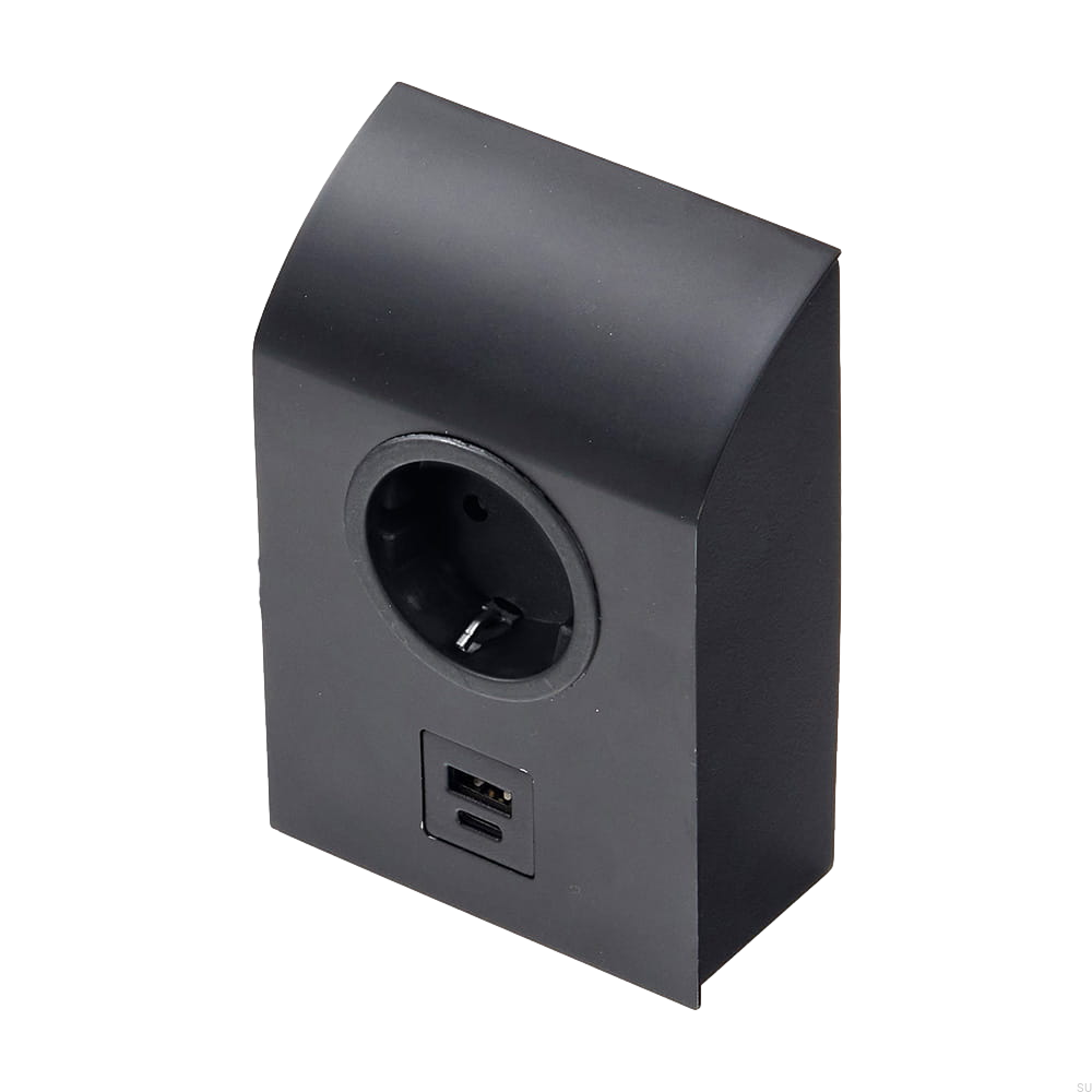 989021 Gniazdo pojedyncze z USB Mini Born Czarne Matowe