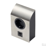 989022 Gniazdo pojedyncze z USB Mini Born Srebrne Szczotkowane