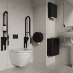 840135 Poręcz toaletowa łukowa uchylna 40134 Stalowa Czarny Mat