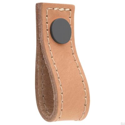 Gałka meblowa Loop Avio Skórzana Jasna Brązowa z Szarym