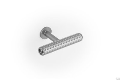 Gałka meblowa T-Bar Rille Mini Aluminiowa Srebrna Szczotkowana