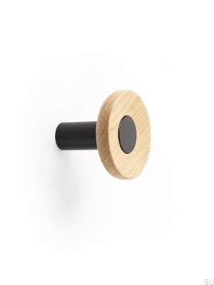 Wieszak ścienny Zoot 60 Drewniany Dębowy z Czarnym Szczotkowanym Aluminium