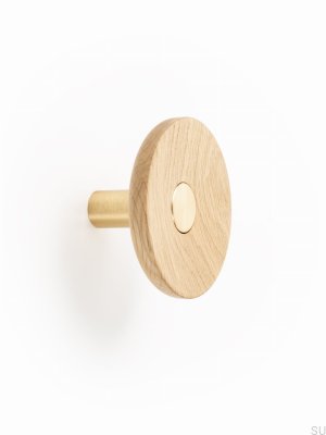 Wieszak ścienny Zoot 90 Drewniany Dębowy ze Złotym Szczotkowanym Aluminium