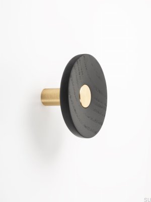 Wieszak ścienny Zoot 90 Drewniany Czarny ze Złotym Szczotkowanym Aluminium