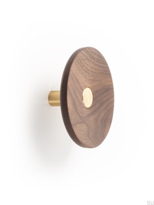 Wieszak ścienny Zoot 120 Drewniany Orzech Włoski ze Złotym Szczotkowanym Aluminium