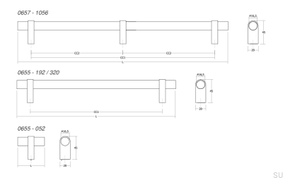 Gałka meblowa T-Bar Nobb Aluminiowa Srebrna Szczotkowana