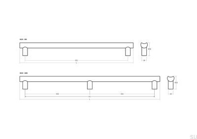 Uchwyt meblowy podłużny dwustronny Moon Big 384 Aluminiowy Czarny Szczotkowany
