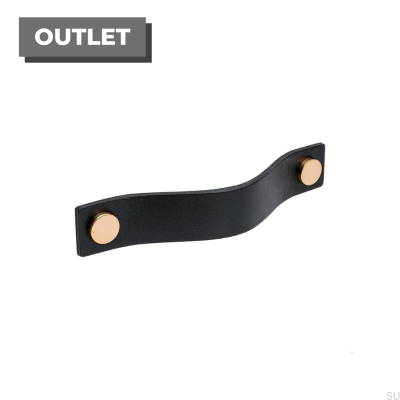 Uchwyt meblowy podłużny Loop 128 skórzany czarny z miedzianym