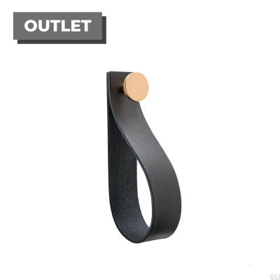 Wieszak ścienny Loop Strap skórzany czarny z miedzianym