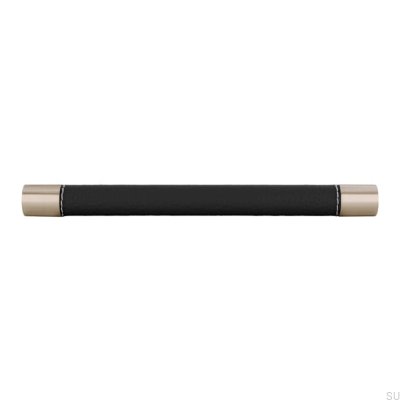 Uchwyt meblowy podłużny H170 192 Metalowy z Czarną Skórą