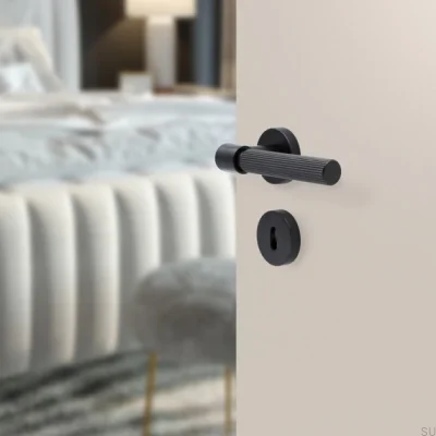 Klamka do drzwi Helix Stripe 200 Metalowa Czarna Zamek modułowy