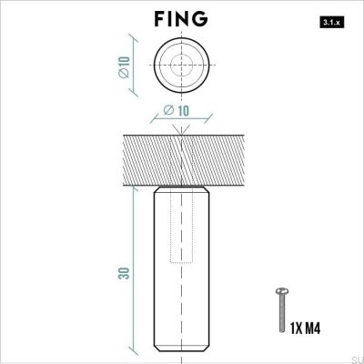 Gałka meblowa Fing Mosiężna Nielakierowana