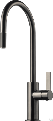 Bateria kuchenna z wyciąganą wylewką ARM185 Mosiężna Czarny Chrom Szczotkowany
