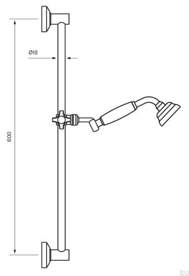 Drążek prysznicowy Classic ZSAL070 Mosiężny Chromowany z Białym