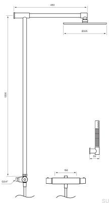 Zestaw prysznicowy TVM300 Mosiężny Czarny Chrom