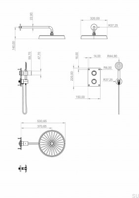 Zestaw prysznicowy ARM7268 ED2 Mosiężny Nikiel Szczotkowany