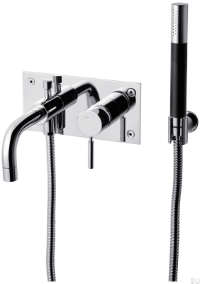 Bateria wannowo-prysznicowa ze słuchawką i wężem BOX026 Mosiężna Chromowana