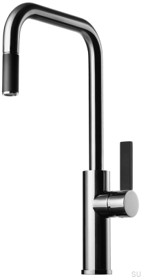 Bateria kuchenna z wyciąganą wylewką ARM985 Mosiężny Chromowany z Czarnym