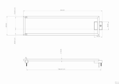 Grzejnik łazienkowy TW800-200 Stalowy Chrom Polerowany