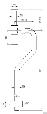 Syfon umywalkowy z rurą typu S XA200 Mosiężny Miodowe złoto