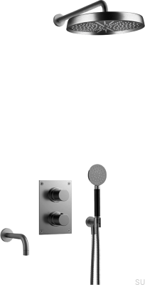 Zestaw prysznicowy ARM7368 ED2 Mosiężny Czarny Chrom Szczotkowany