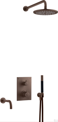 Zestaw prysznicowy z termostatyczną baterią ciśnieniową i wylewką wannową BOX7368 ED2 Mosiężny Brązowy