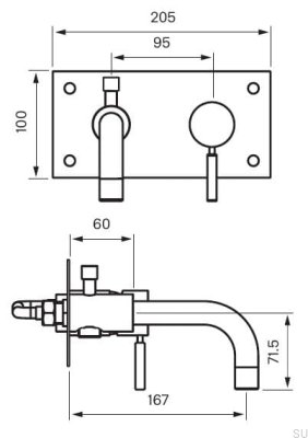 Bateria wannowo-prysznicowa ze słuchawką i wężem BOX026 Mosiężna Miodowe Złoto