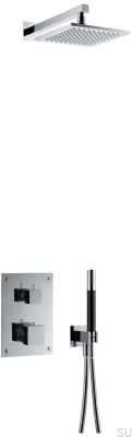 Zestaw prysznicowy z termostatyczną baterią ciśnieniową BOX8268 SQUARE ED2 Mosiężny Chromowany