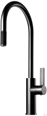 Bateria kuchenna z wyciąganą wylewką ARM185 Mosiężna Czarny Chrom