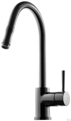 Bateria kuchenna z wyciąganą wylewką EVO185 Mosiężna Czarny Chrom