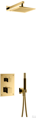 Zestaw prysznicowy z termostatyczną baterią ciśnieniową BOX8268 SQUARE ED2 Mosiężny Polerowany Nielakierowany
