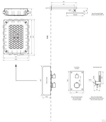 Zestaw prysznicowy z termostatyczną baterią ciśnieniową BOX8268 SQUARE ED2 Mosiężny Polerowany Nielakierowany