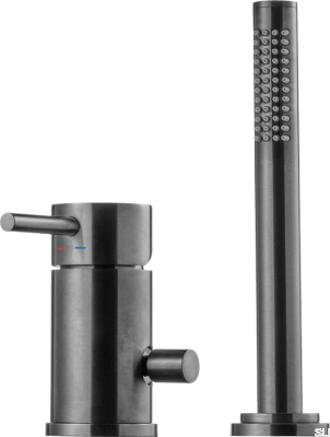 Bateria wannowa ze słuchawką prysznicową BI048 Mosiężna Czarny Chrom Szczotkowany 