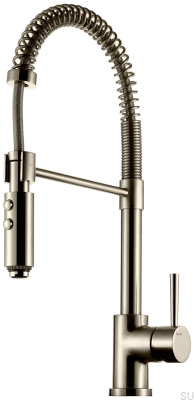 Bateria kuchenna z wyciąganą wylewką EVO176 Mosiężna Nikiel Szczotkowany