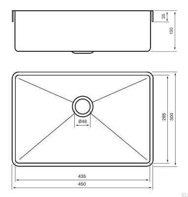Umywalka wpuszczana TA4328 Stalowa PVD
