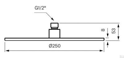 Głowica prysznicowa deszczownica okrągła 250 ZSOF250 Mosiężna Czarny Chrom Szczotkowany