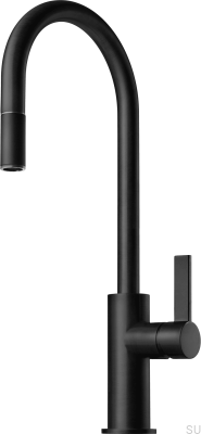 Bateria kuchenna z wyciąganą wylewką  ARM185 Mosiężna Czarna Matowa