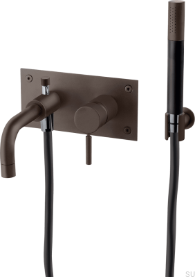 Bateria wannowo-prysznicowa ze słuchawką i wężem BOX026 Mosiężna Brązowa