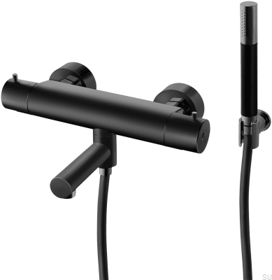 Bateria wannowo-prysznicowa termostatyczna EVM026-150 Mosiężna Czarna Matowa