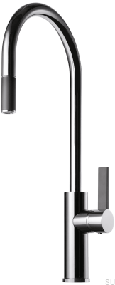 Bateria kuchenna z wyciąganą wylewką ARM185 Mosiężna Chrom/Czarny