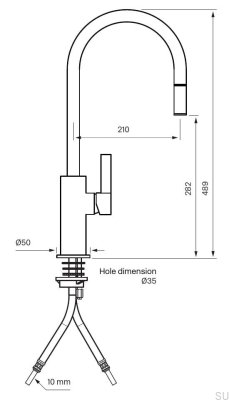 Bateria kuchenna z wyciąganą wylewką ARM185 Mosiężna Chrom/Czarny