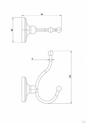 Wieszak ścienny TA243S Classic Mosiężny Polerowany Nielakierowany