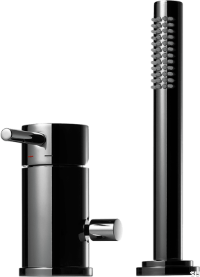 Bateria wannowa ze słuchawką prysznicową BI048 Mosiężna Czarny Chrom