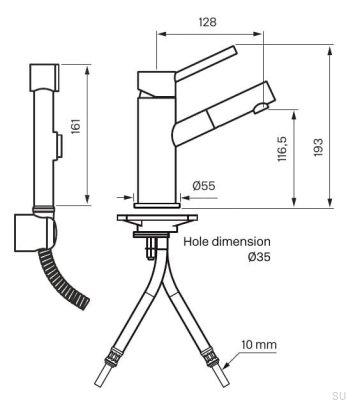 Bateria umywalkowo-bidetowa BI069 Mosiężna Chromowana