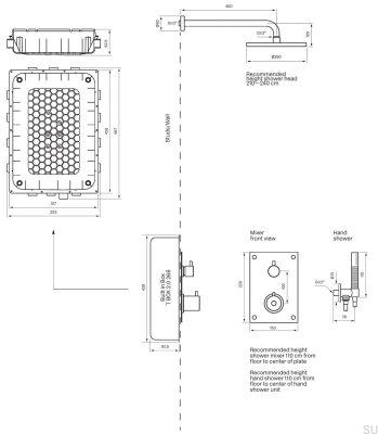 Zestaw prysznicowy z termostatyczną baterią ciśnieniową BOX7268 ED2 Miedziany Szczotkowany Nielakierowany