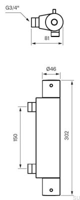 Bateria prysznicowa termostatyczna EVM168-150 Mosiężna Czarny Chrom
