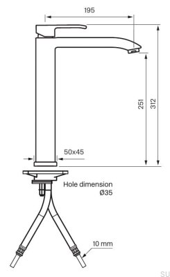 Bateria umywalkowa LES081 Mosiężna Chromowana