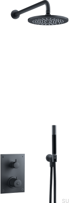 Zestaw prysznicowy z termostatyczną baterią ciśnieniową BOX7268 ED2 Mosiężny Czarny Mat