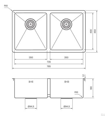 Zlewozmywak kuchenny 4040 Stalowy Czarny Chrom PVD