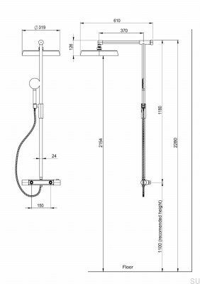 Zestaw prysznicowy ARM300-150 Mosiężny Chromowany